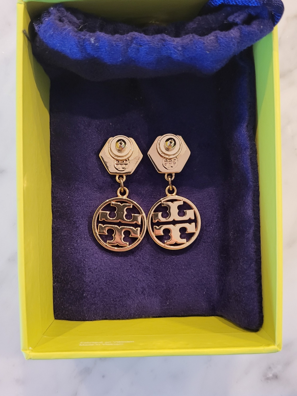 Authentic Tory Burch Gold-Plated Drop Earrings